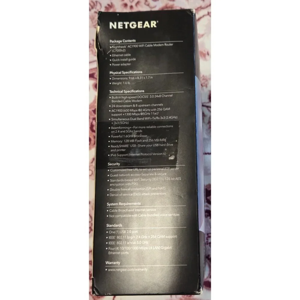 NETGEAR Nighthawk AC1900 DOCSIS 3.0 Cable Modem Router (C7000-1AZNAS) - Picture 7 of 9